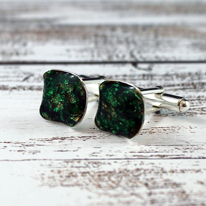 Green Resin Cufflinks 