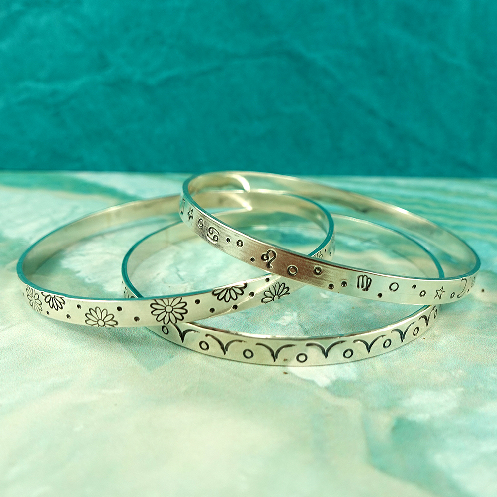 handmade silver bangle astrology archie daisy