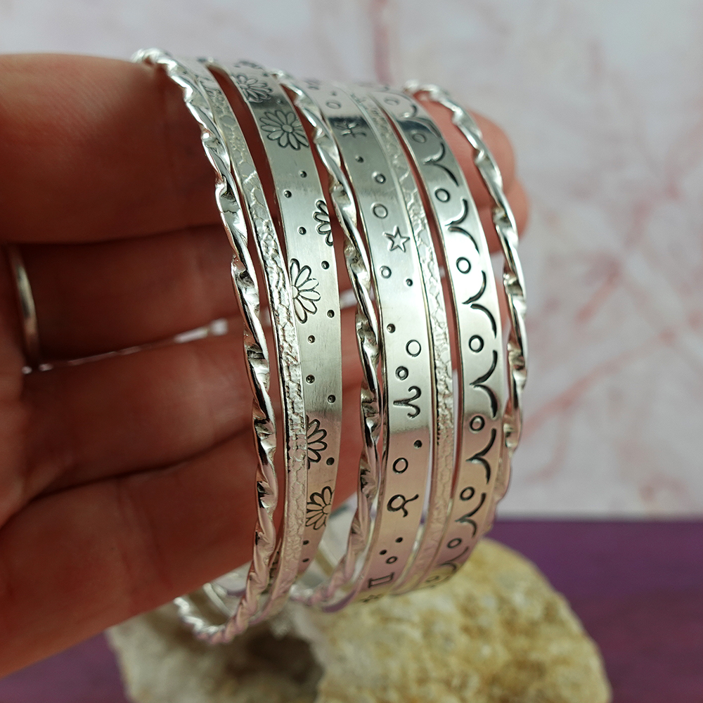 silver bangles sustainable handmade stacking