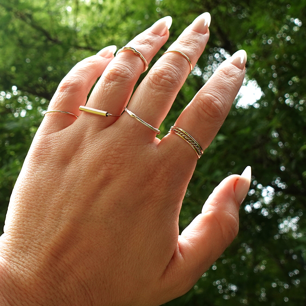 Stacking Thin Gold Rings - Gold Stacking Rings - VSTYLE